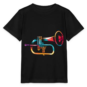 Flugelhorn trumpet - Stanley/Stella MINI CREATOR Kids’ T-Shirt - black - Front - Mikhail (115cm)