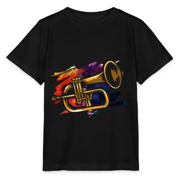 Flugelhorn trumpet - Stanley/Stella MINI CREATOR Kids’ T-Shirt - black - Front - Mikhail (115cm)
