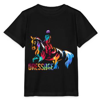Dressur Reiterliches Geschenk - Stanley/Stella Kinder T-Shirt MINI CREATOR  - Schwarz - Vorne - Mikhail (115cm)