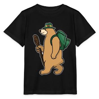 Backpacker Bär - Stanley/Stella Kinder T-Shirt MINI CREATOR  - Schwarz - Vorne - Mikhail (115cm)
