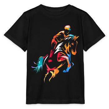 Chevaux de sport équestre de saut d'obstacles - T-shirt bio MINI CREATOR Stanley/Stella Enfant - noir - Devant - Mikhail (115cm)