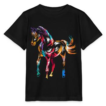 Cheval arabe arabe - T-shirt bio MINI CREATOR Stanley/Stella Enfant - noir - Devant - Mikhail (115cm)