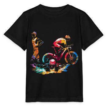 Triathlo Sport Wettkampf - Stanley/Stella Kinder T-Shirt MINI CREATOR  - Schwarz - Vorne - Mikhail (115cm)