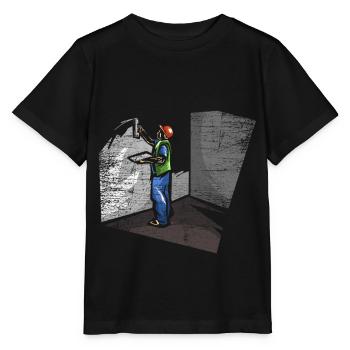 Plasterer cleaning work - Stanley/Stella MINI CREATOR Kids’ T-Shirt - black - Front - Mikhail (115cm)