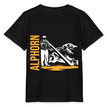 Alphorn Alpen - Stanley/Stella Kinder T-Shirt MINI CREATOR  - Schwarz - Vorne - Mikhail (115cm)