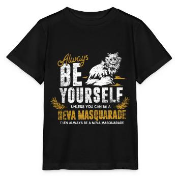 Neva Masquerade cat - Stanley/Stella MINI CREATOR Kids’ T-Shirt - black - Front - Mikhail (115cm)