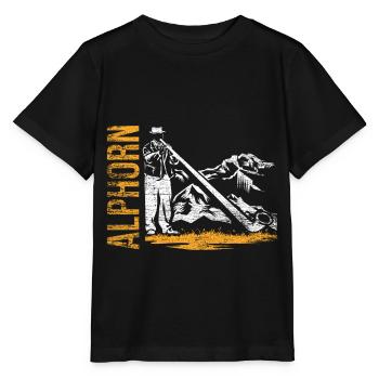 Alphorn Alpen - Stanley/Stella Kinder T-Shirt MINI CREATOR  - Schwarz - Vorne - Mikhail (115cm)