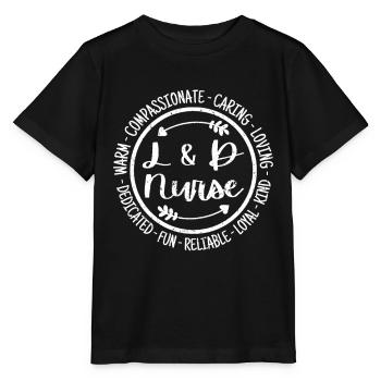 L & D Krankenschwester Arbeit und Lieferung Krankenpflege Vintage - Stanley/Stella Kinder T-Shirt MINI CREATOR  - Schwarz - Vorne - Mikhail (115cm)