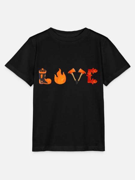 LOVE Firefighter - Stanley/Stella Kinder T-Shirt MINI CREATOR  - Schwarz
