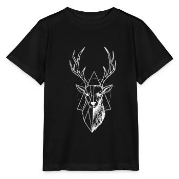Cerf de la Forêt-Noire Tête de cerf - T-shirt bio MINI CREATOR Stanley/Stella Enfant - noir - Devant - Mikhail (115cm)