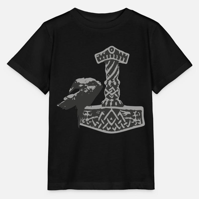 Thor Hammer Ravens Odin Midgard - Stanley/Stella MINI CREATOR Kids’ T-Shirt - black