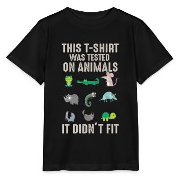 tested on animal tested on animals it doesn't fit - Stanley/Stella MINI CREATOR Kids’ T-Shirt - black - Front - Mikhail (115cm)