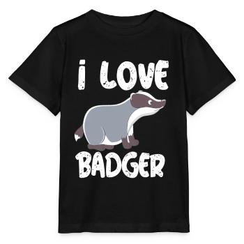 i love badger i love badger badger badger forest - Stanley/Stella MINI CREATOR Kids’ T-Shirt - black - Front - Mikhail (115cm)
