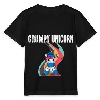 Best-seller de la licorne maléfique | Licorne grincheuse - T-shirt bio MINI CREATOR Stanley/Stella Enfant - noir - Devant - Mikhail (115cm)