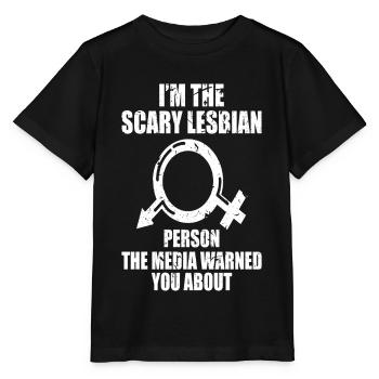 i am the dangerous lesbian lesbian women fun - Stanley/Stella MINI CREATOR Kids’ T-Shirt - black - Front - Mikhail (115cm)