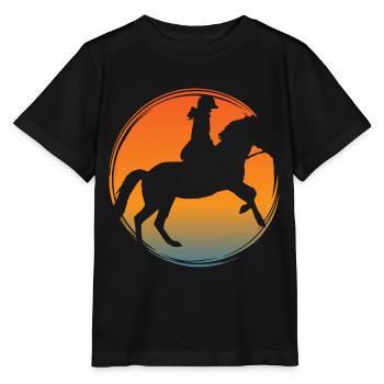 Chevaux montés dans des écuries avec cavalier - T-shirt bio MINI CREATOR Stanley/Stella Enfant - noir - Devant - Mikhail (115cm)