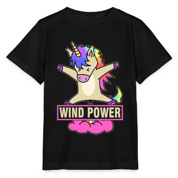 Wind Power - Unicorn - Stanley/Stella Kinder T-Shirt MINI CREATOR  - Schwarz - Vorne - Mikhail (115cm)