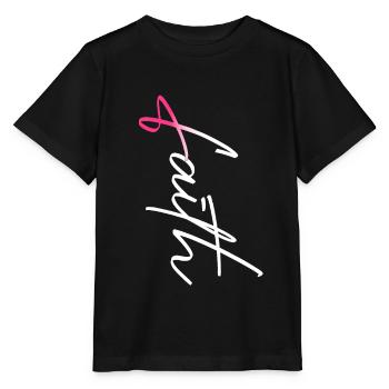 Faith Pink Ribbon Christian Breast Cancer - Stanley/Stella MINI CREATOR Kids’ T-Shirt - black - Front - Mikhail (115cm)