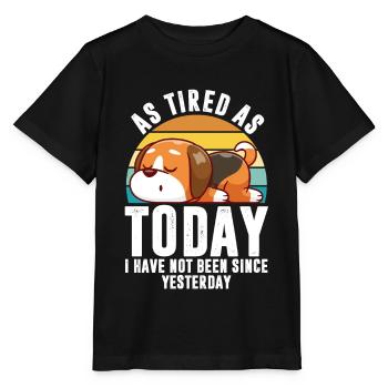 Tired Funny Sayings Lazy Corgi Pet Animal Dog - Stanley/Stella MINI CREATOR Kids’ T-Shirt - black - Front - Mikhail (115cm)