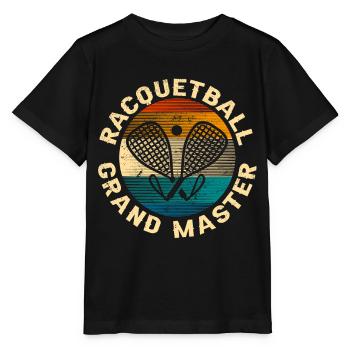 Raquettes retro crossing racquetball Grand Maître - T-shirt bio MINI CREATOR Stanley/Stella Enfant - noir - Devant - Mikhail (115cm)