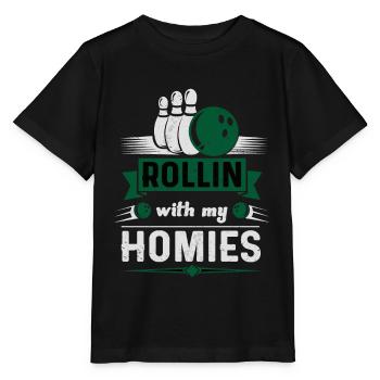 Rollin avec mon cadeau homies Retro Bowling - T-shirt bio MINI CREATOR Stanley/Stella Enfant - noir - Devant - Mikhail (115cm)