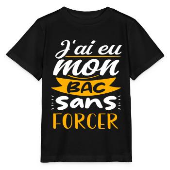 j'ai eu mon bac sans forcer - T-shirt bio MINI CREATOR Stanley/Stella Enfant - noir - Devant - Mikhail (115cm)