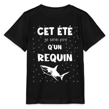 cet été je serai pire qu'un requin - T-shirt bio MINI CREATOR Stanley/Stella Enfant - noir - Devant - Mikhail (115cm)