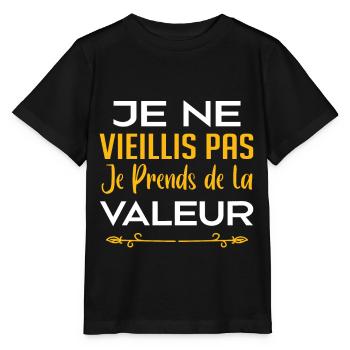 Je ne vieillis pas, je prends de la valeur - T-shirt bio MINI CREATOR Stanley/Stella Enfant - noir - Devant - Mikhail (115cm)