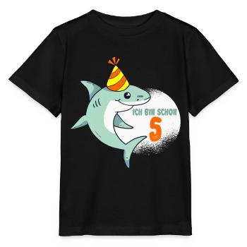 5. Geburtstag 5 Jahre ich bin schon 5 Hai Lustig - Stanley/Stella Kinder T-Shirt MINI CREATOR  - Schwarz - Vorne - Mikhail (115cm)