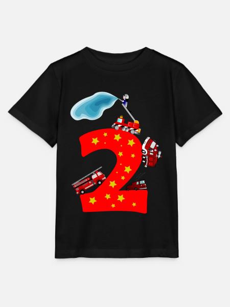 2e verjaardag 2 jaar brandweer auto cadeau - Stanley/Stella Kinder-T-shirt MINI CREATOR  - zwart