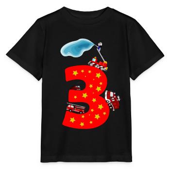 3e anniversaire 3 ans de pompiers voiture cadeau - T-shirt bio MINI CREATOR Stanley/Stella Enfant - noir - Devant - Mikhail (115cm)