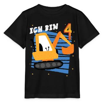 4. Geburtstag Ich bin 4 Bagger - Stanley/Stella Kinder T-Shirt MINI CREATOR  - Schwarz - Vorne - Mikhail (115cm)