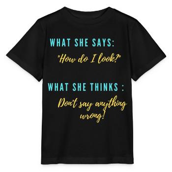 Sie: "Wie sehe ich aus?" - Stanley/Stella Kinder T-Shirt MINI CREATOR  - Schwarz - Vorne - Mikhail (115cm)