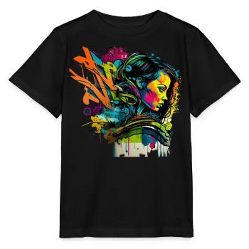 Urban Art im Graffiti-Stil - Stanley/Stella Kinder T-Shirt MINI CREATOR  - Schwarz - Vorne - Mikhail (115cm)