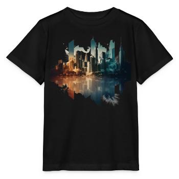 city in an artistic - T-shirt bio MINI CREATOR Stanley/Stella Enfant - noir - Devant - Mikhail (115cm)