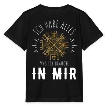 Wegweiser RUNEN Motivation - VEGVISIR - Stanley/Stella Kinder T-Shirt MINI CREATOR  - Schwarz - Vorne - Mikhail (115cm)