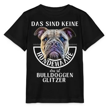 BULLDOGGEN GLITZER ...Bulldogge Bulldog Bulldoggen - Stanley/Stella Kinder T-Shirt MINI CREATOR  - Schwarz - Vorne - Mikhail (115cm)