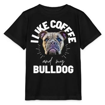 Bulldog J’AIME LE CAFÉ ET MON Bulldog Bulldogs - T-shirt bio MINI CREATOR Stanley/Stella Enfant - noir - Devant - Mikhail (115cm)
