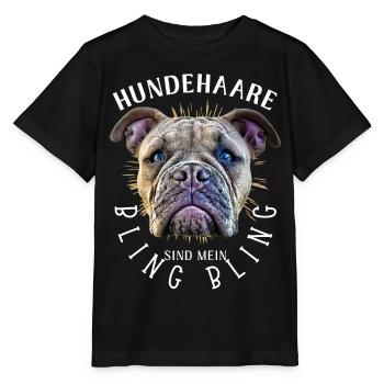 HUNDEHAARE sind mein BLING BLING - Hund Hunde - Stanley/Stella Kinder T-Shirt MINI CREATOR  - Schwarz - Vorne - Mikhail (115cm)