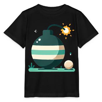 Cartoon Bomb with Burning Fuse Design - Stanley/Stella MINI CREATOR Kids’ T-Shirt - black - Front - Mikhail (115cm)