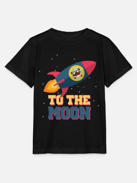 To The Moon Dog Rocket - Stanley/Stella Kinder T-Shirt MINI CREATOR - Schwarz