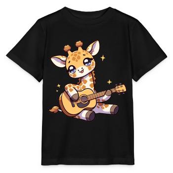 Giraffe Playing the guitar Giraffe Guitar Lullaby - Stanley/Stella MINI CREATOR Kids’ T-Shirt - black - Front - Mikhail (115cm)