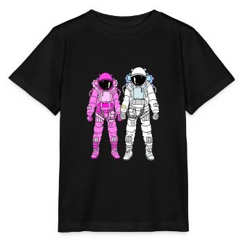 Astronauten Paar - Stanley/Stella Kinder T-Shirt MINI CREATOR  - Schwarz - Vorne - Mikhail (115cm)