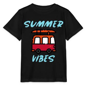 Ambiances d’été | L’été est là, plage d’été - T-shirt bio MINI CREATOR Stanley/Stella Enfant - noir - Devant - Mikhail (115cm)
