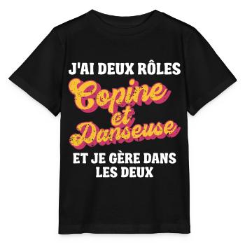 copine danseuse je gère rétro 80s humour - T-shirt bio MINI CREATOR Stanley/Stella Enfant - noir - Devant - Mikhail (115cm)