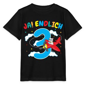 3. Geburtstag Katze Flugzeug Flieger Geschenk - Stanley/Stella Kinder T-Shirt MINI CREATOR  - Schwarz - Vorne - Mikhail (115cm)