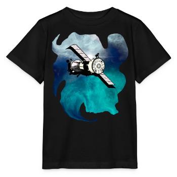 Weltraum Satellit - Stanley/Stella Kinder T-Shirt MINI CREATOR  - Schwarz - Vorne - Mikhail (115cm)
