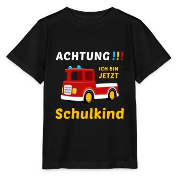Einschulung Schultüte Feuerwehrauto Geschenkidee - Stanley/Stella Kinder T-Shirt MINI CREATOR  - Schwarz - Vorne - Mikhail (115cm)