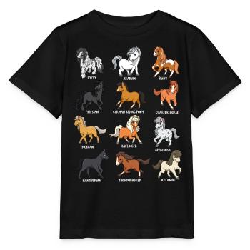 Cartoon Kawaii Horses - Horse Motif - Stanley/Stella MINI CREATOR Kids’ T-Shirt - black - Front - Mikhail (115cm)