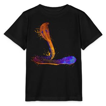 Farbenfrohe Kobra - Stanley/Stella Kinder T-Shirt MINI CREATOR  - Schwarz - Vorne - Mikhail (115cm)